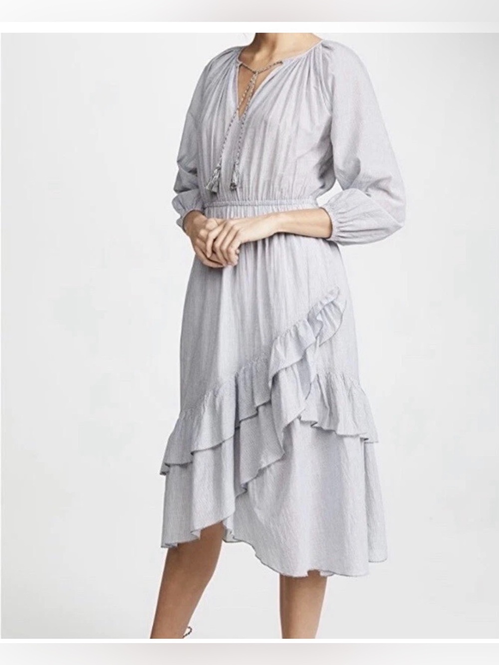 Ulla Johnson Light Gray Ruffled Midi Dress size 4